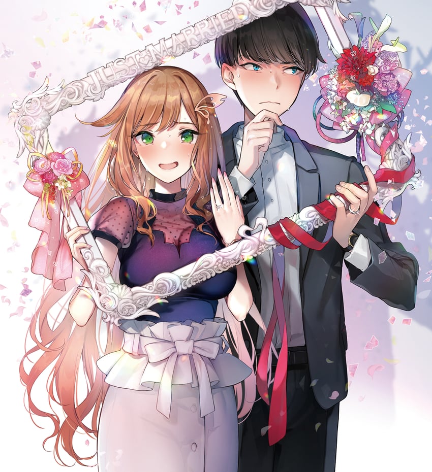 tamaki rio and isurugi haru (motokano to no jirettai gisou kekkon) drawn by pyon-kichi
