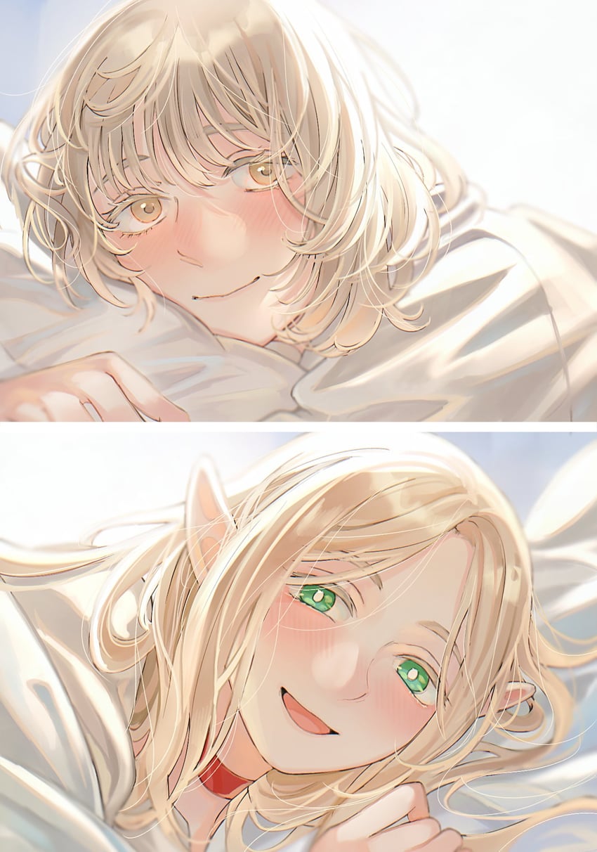 marcille donato and falin touden (dungeon meshi) drawn by sasakura34