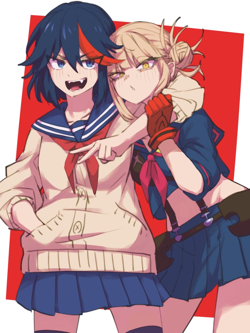 matoi ryuuko, senketsu, and toga himiko (boku no hero academia and 1 more) drawn by ginjaeru