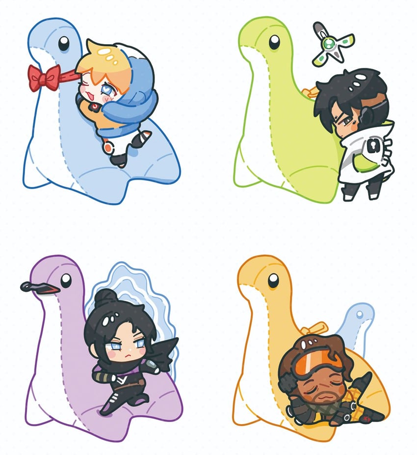wattson, wraith, crypto, mirage, nessie, and 1 more (apex legends) drawn by namjak