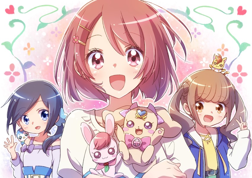 hanadera nodoka, hiramitsu hinata, sawaizumi chiyu, rabirin, nyatoran, and 2 more (precure and 1 more) drawn by nyaa_(nnekoron)