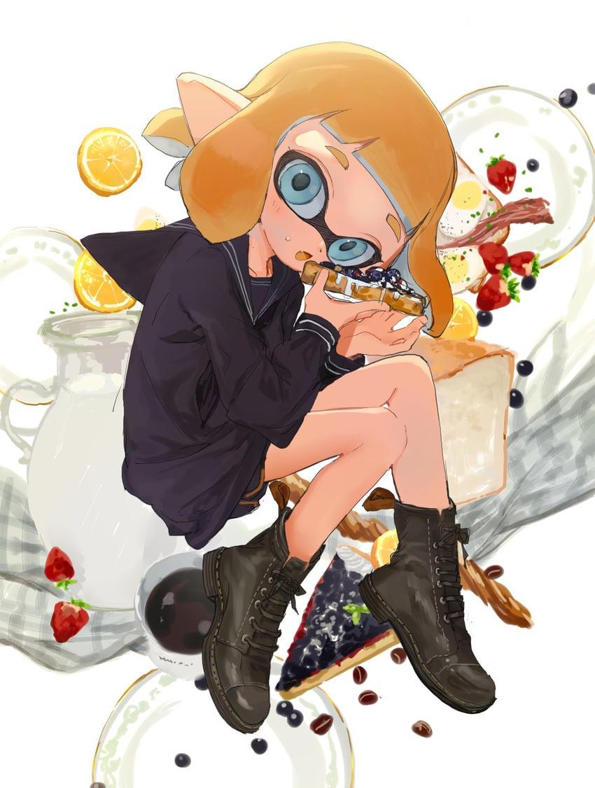 inkling player character and inkling girl (splatoon) drawn by ume_(plumblossom)