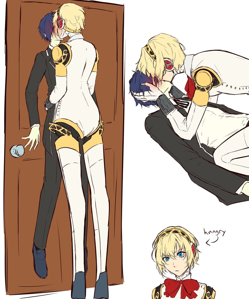 yuuki makoto and aigis (persona and 1 more) drawn by moren_eh