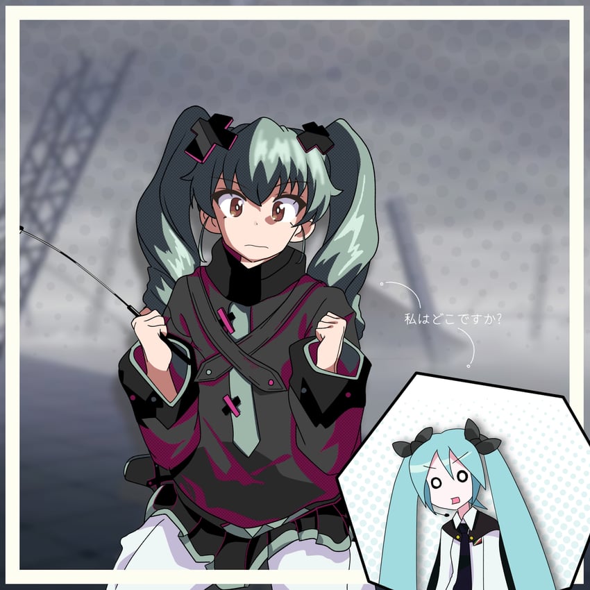 hatsune miku, anchovy, and batsu miku (vocaloid and 3 more) drawn by montoya13