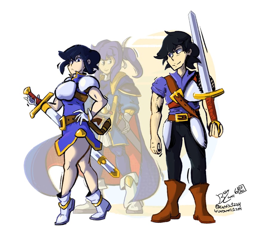 seliph, larcei, and scathach (fire emblem and 1 more) drawn by catti21234