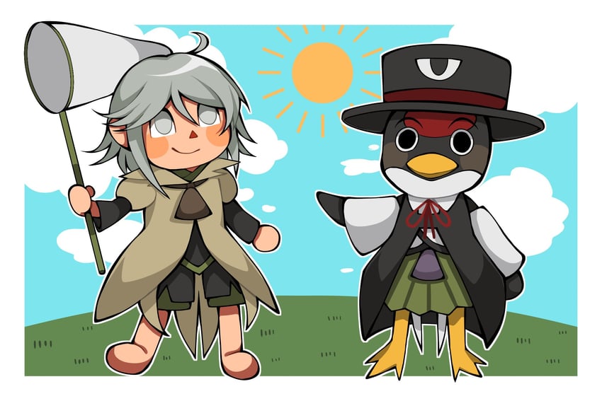 enraku tsubakura and houlen yabusame (animal crossing and 1 more) drawn by 1jumangoku
