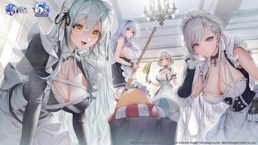 manjuu, belfast, sirius, dido, and revenge (azur lane) drawn by sencha_(senchat)