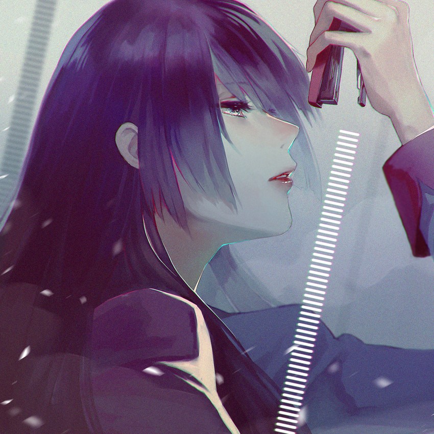 senjougahara hitagi (monogatari and 1 more) drawn by reniirean