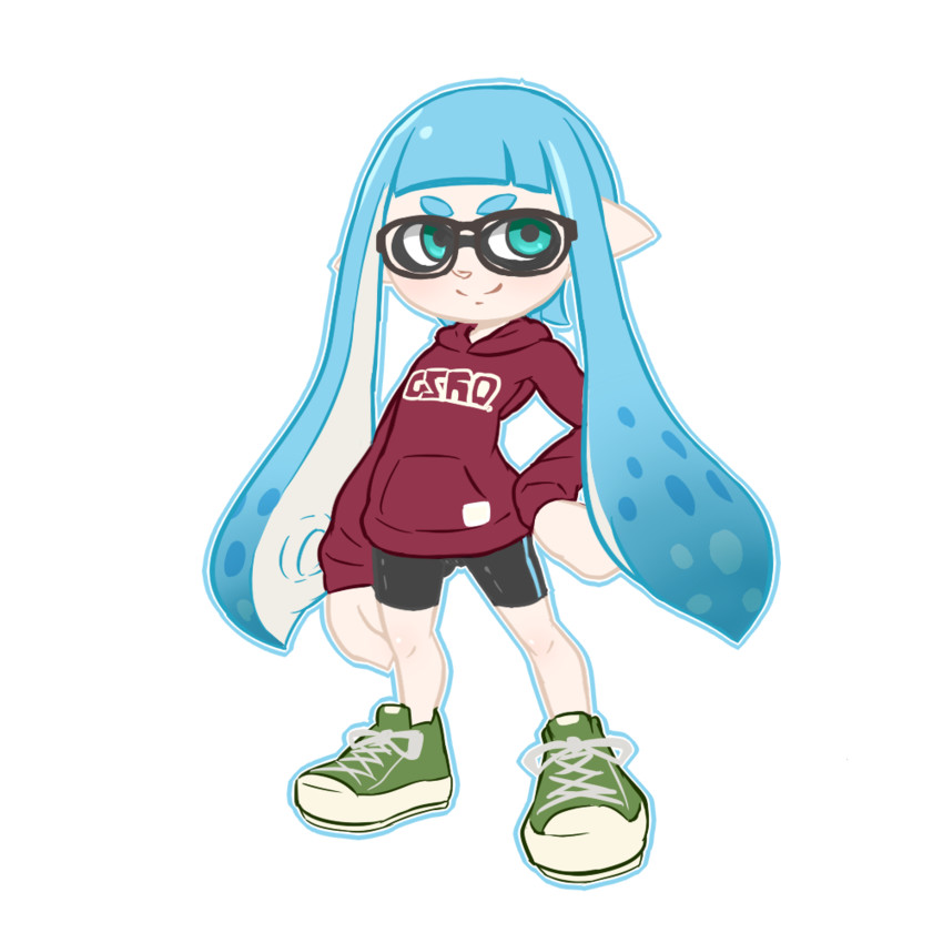 inkling player character and inkling girl (splatoon and 1 more) drawn by rountain