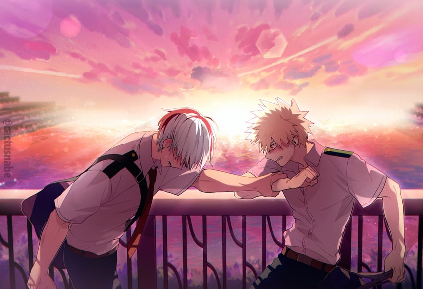 bakugou katsuki and todoroki shoto (boku no hero academia) drawn by cactusnabe