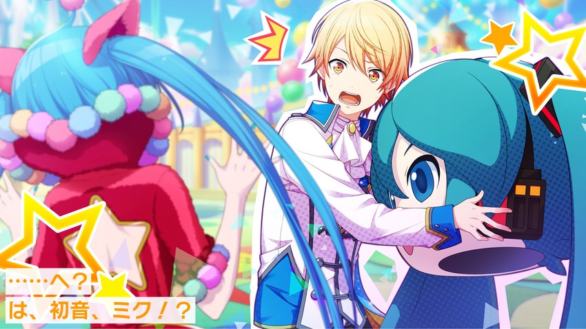 hatsune miku, tenma tsukasa, wonderlands x showtime miku, and mikudayo (vocaloid and 1 more) drawn by colorful_palette
