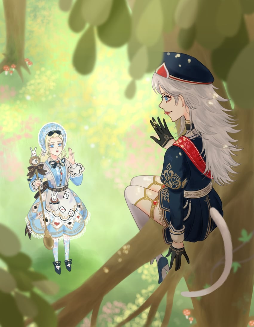 alice's teaspoon and cheshire cat parade (nikki and 1 more) drawn by kohanai_setsuna