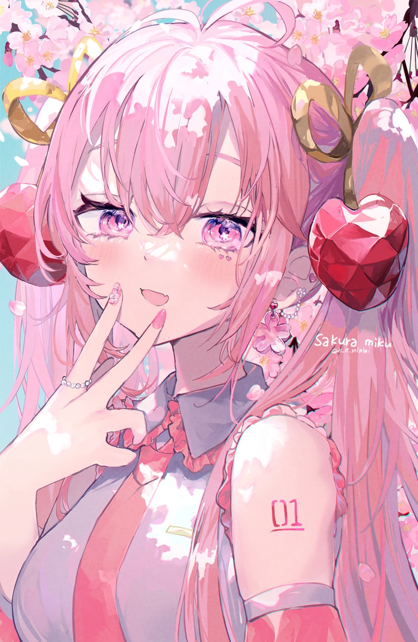 hatsune miku and sakura miku (vocaloid) drawn by sakurato_remi