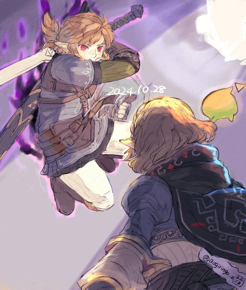 link, princess zelda, and tri (the legend of zelda and 2 more) drawn by aogoma