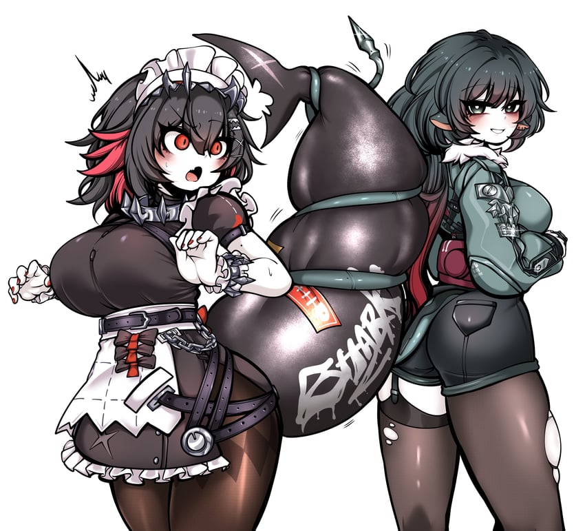 ellen joe and jane doe (zenless zone zero) drawn by uncolorcube