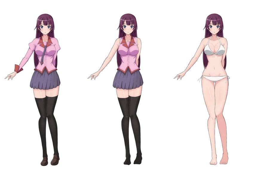 senjougahara hitagi (monogatari and 1 more) drawn by kakukakusan