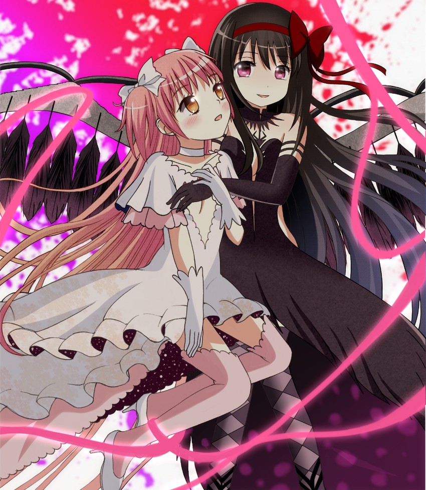 akemi homura, kaname madoka, ultimate madoka, and akuma homura (mahou shoujo madoka magica and 1 more) drawn by ryoutan
