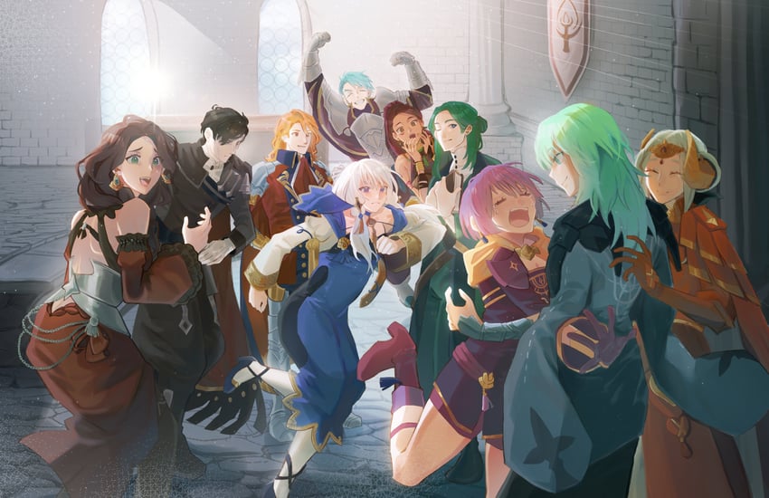 female byleth, edelgard von hresvelg, lysithea von ordelia, dorothea arnault, bernadetta von varley, and 5 more (fire emblem and 1 more) drawn by bunsketches