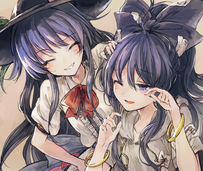 hinanawi tenshi and yorigami shion (touhou) drawn by hisona_(suaritesumi)