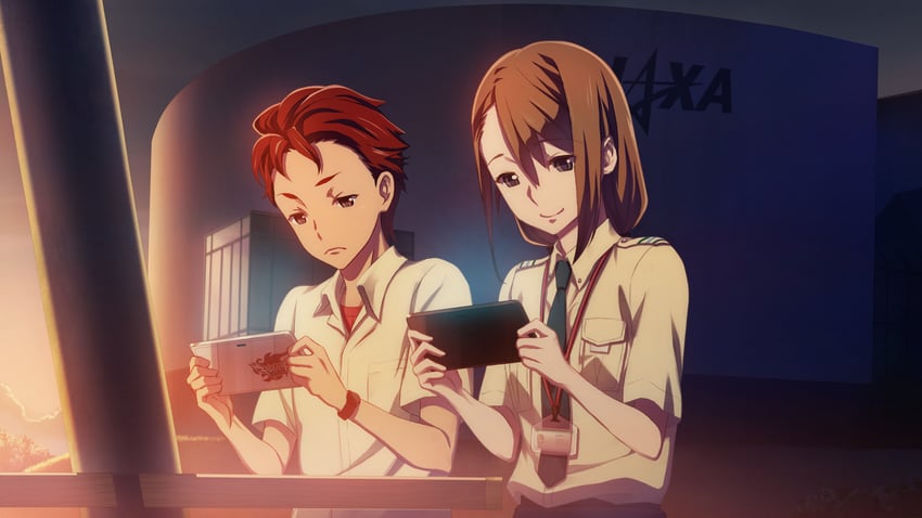 yashio kaito and tennouji nae (robotics;notes) drawn by fukuda_tomonori