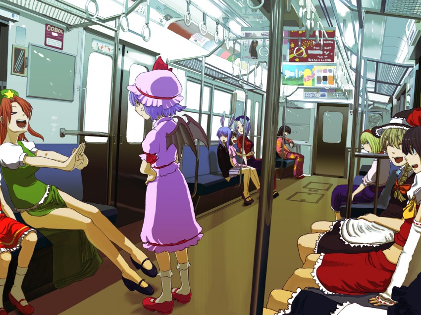 hakurei reimu, kirisame marisa, remilia scarlet, flandre scarlet, izayoi sakuya, and 6 more (touhou) drawn by jiji_(artist)