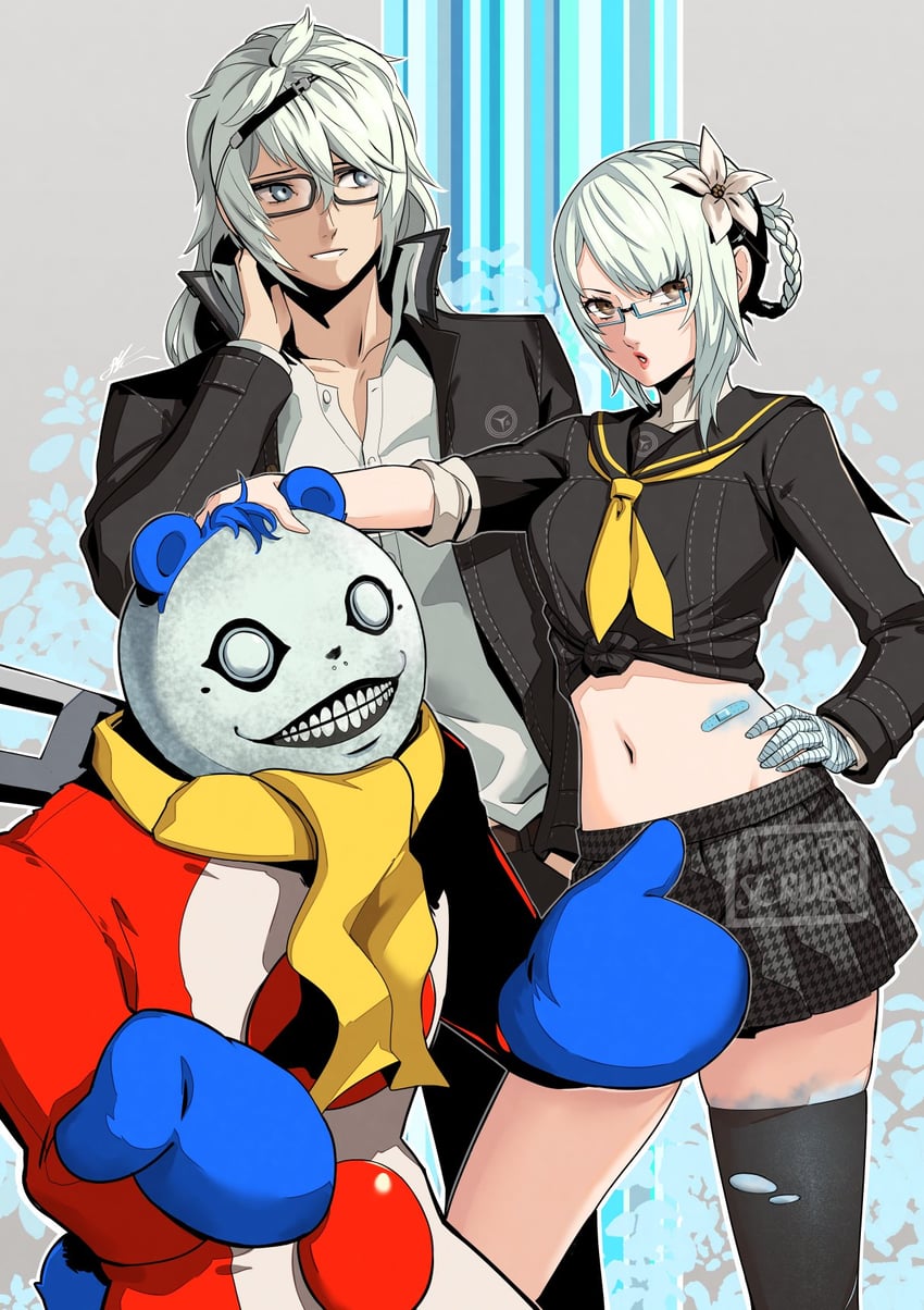 kuma, kaine, nier, and emil (persona and 2 more) drawn by eightyfourart
