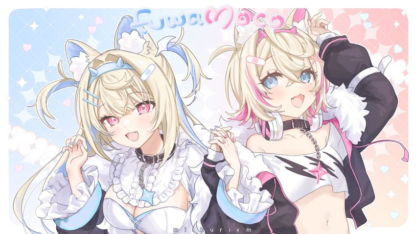 fuwawa abyssgard and mococo abyssgard (hololive and 1 more) drawn by milkuriem