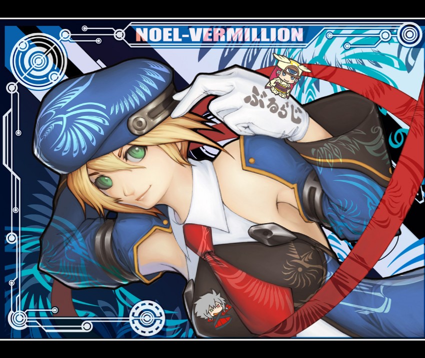 noel vermillion, ragna the bloodedge, and tsubaki yayoi (blazblue) drawn by 48ch