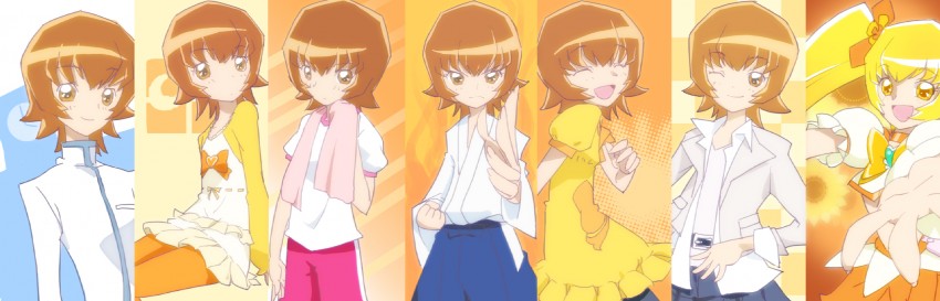 myoudouin itsuki and cure sunshine (precure and 1 more) drawn by chaunen