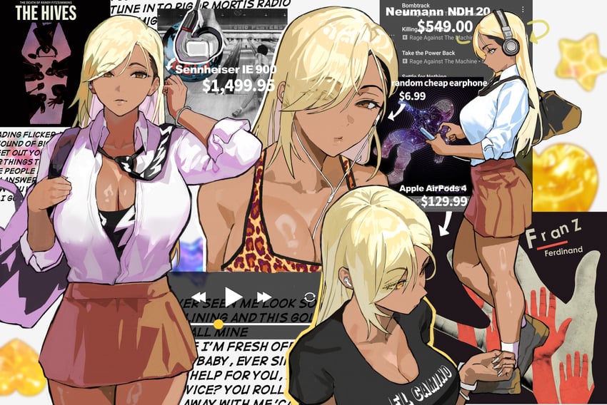rock fan gyaru (original and 8 more) drawn by park_ongjol