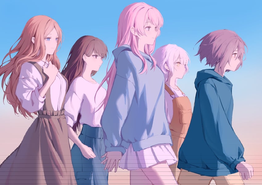 chihaya anon, nagasaki soyo, shiina taki, takamatsu tomori, and kaname raana (bang dream! and 1 more) drawn by hcq25535058