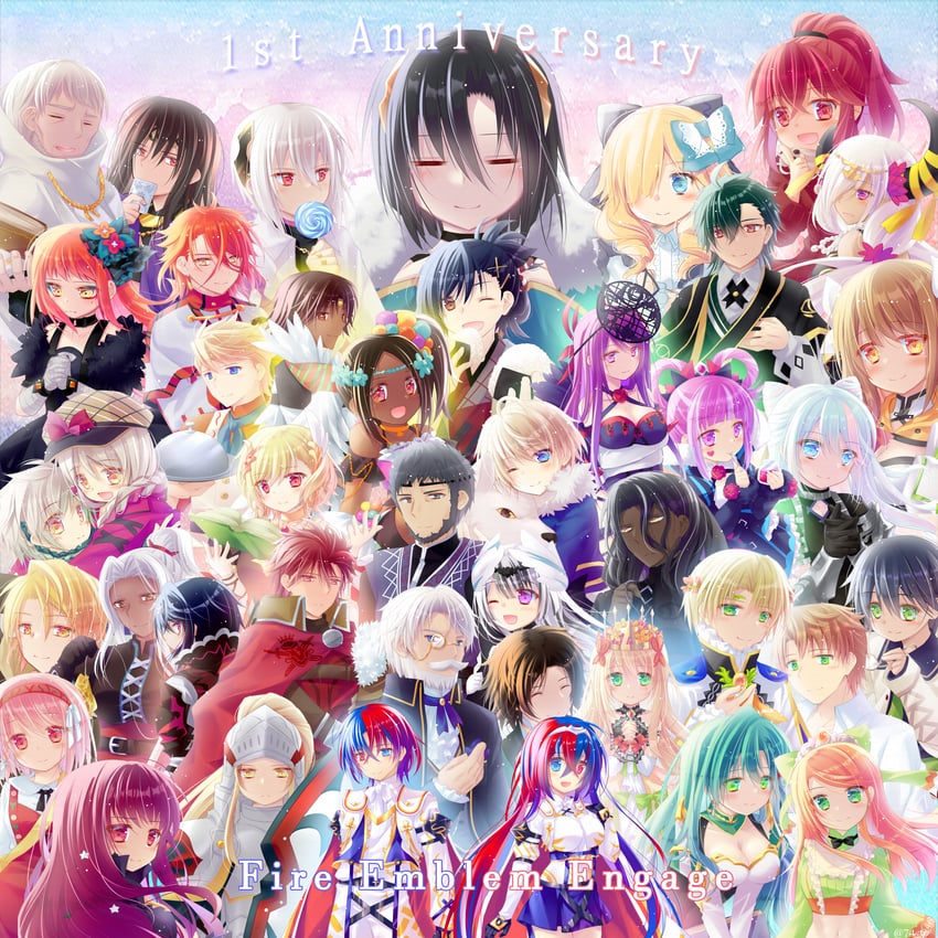 female alear, ivy, male alear, celine, yunaka, and 37 more (fire emblem and 1 more) drawn by sasaki_fumi