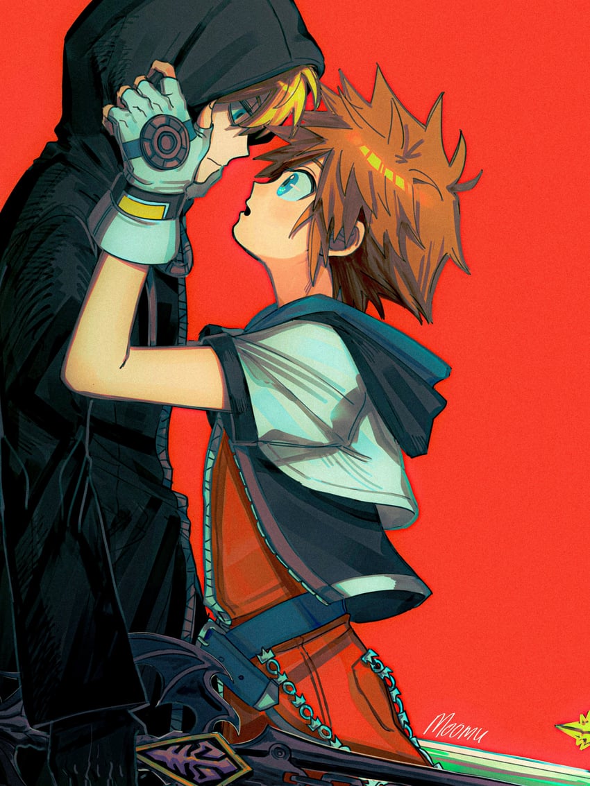 sora and roxas (kingdom hearts and 1 more) drawn by moomusapi