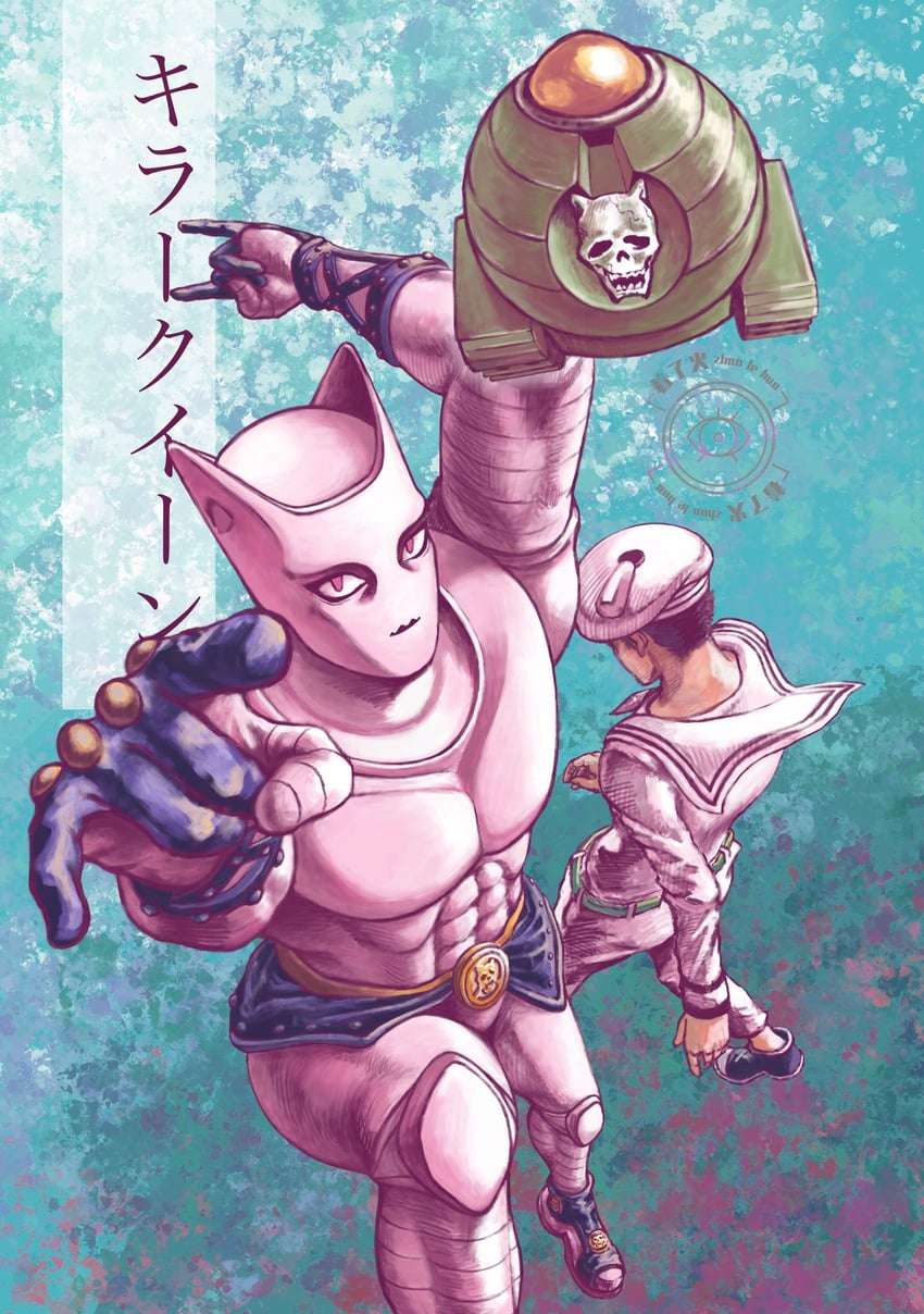 killer queen, kira yoshikage, and sheer heart attack (jojo no kimyou na bouken and 1 more) drawn by mammonmoney