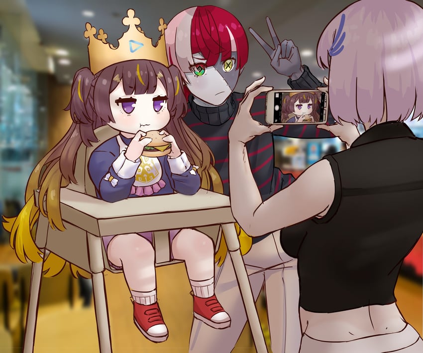 kureiji ollie, pavolia reine, and anya melfissa (hololive and 2 more) drawn by shiebainu
