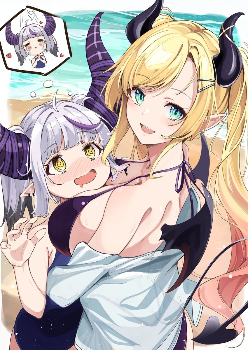 la+ darknesss and yuzuki choco (hololive) drawn by anbasa_(amaneyuz13)