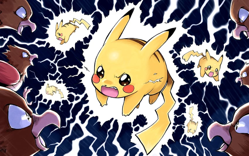 pikachu and spearow (pokemon) drawn by seb