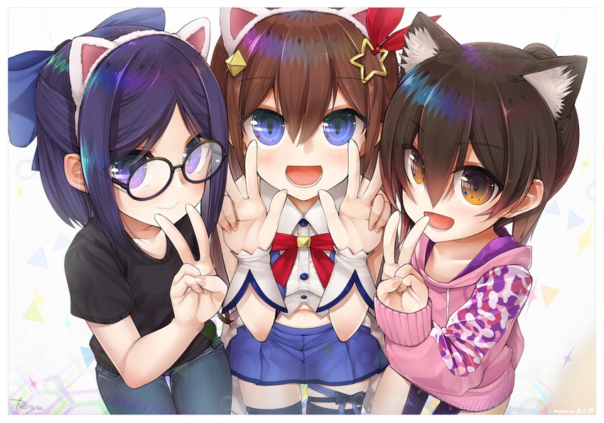 tokino sora, roboco-san, and a-chan (hololive) drawn by tanyatonya