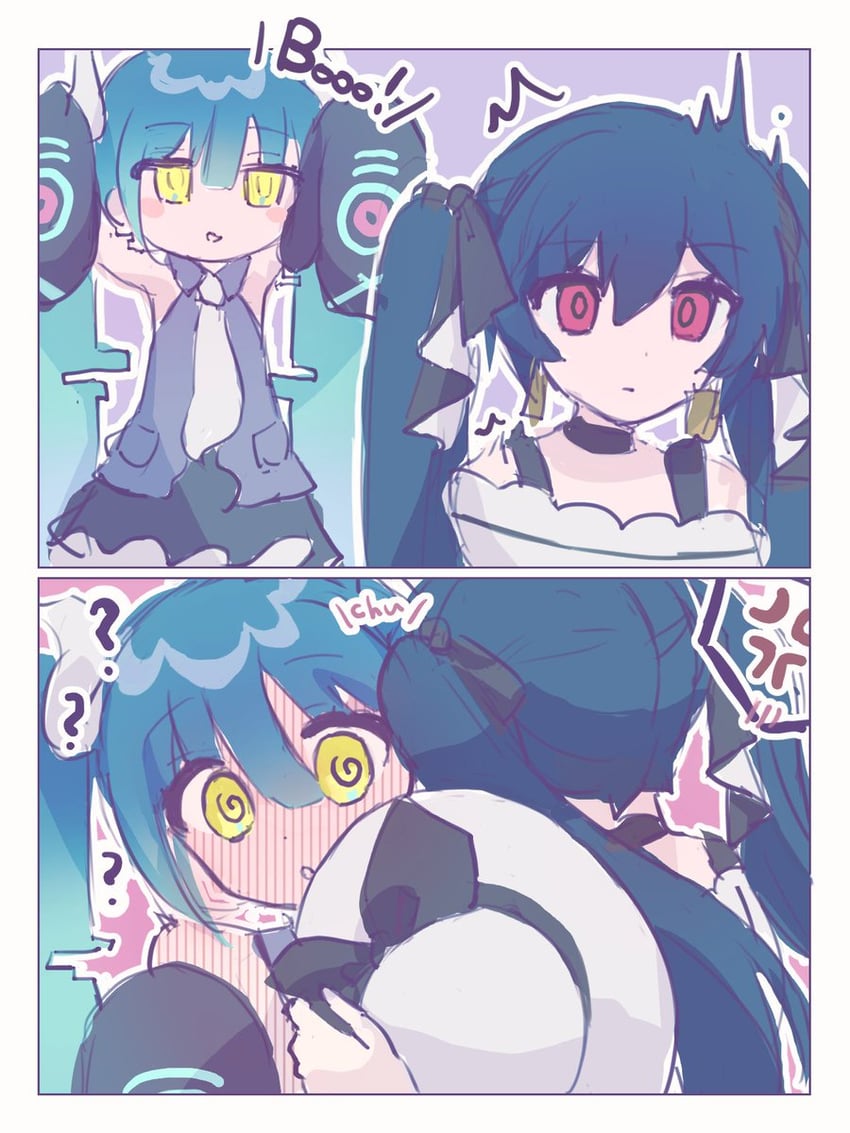 hatsune miku, ghost miku, and dark miku (pokemon and 2 more) drawn by sugishita_sai