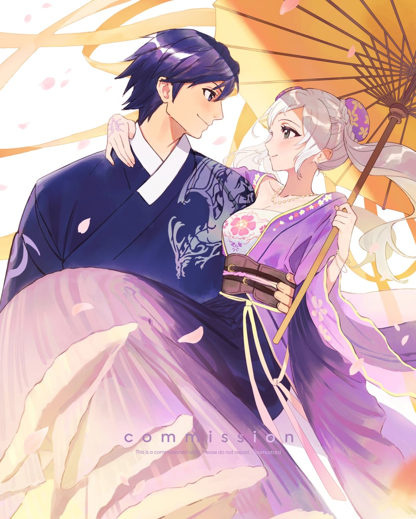 female robin and chrom (fire emblem and 1 more) drawn by sumustard