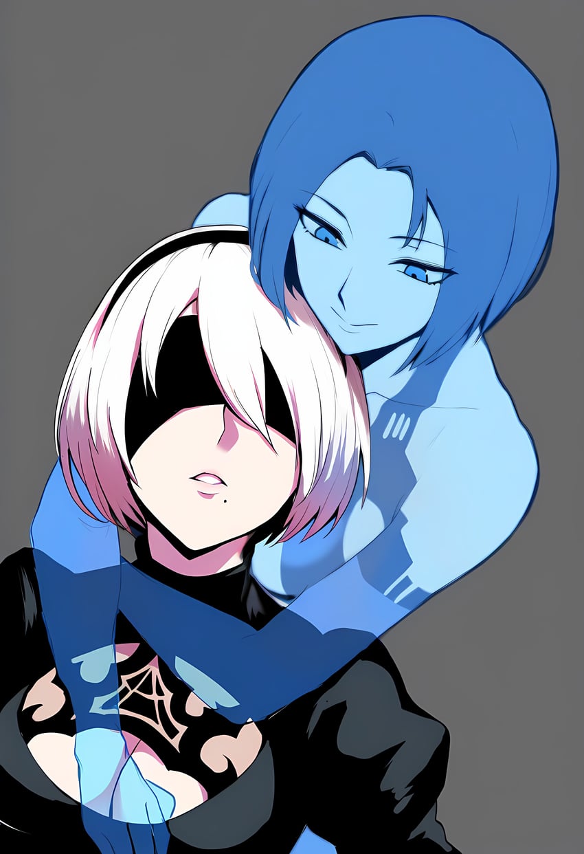 2b and cortana (nier and 2 more) drawn by depravedtsunami