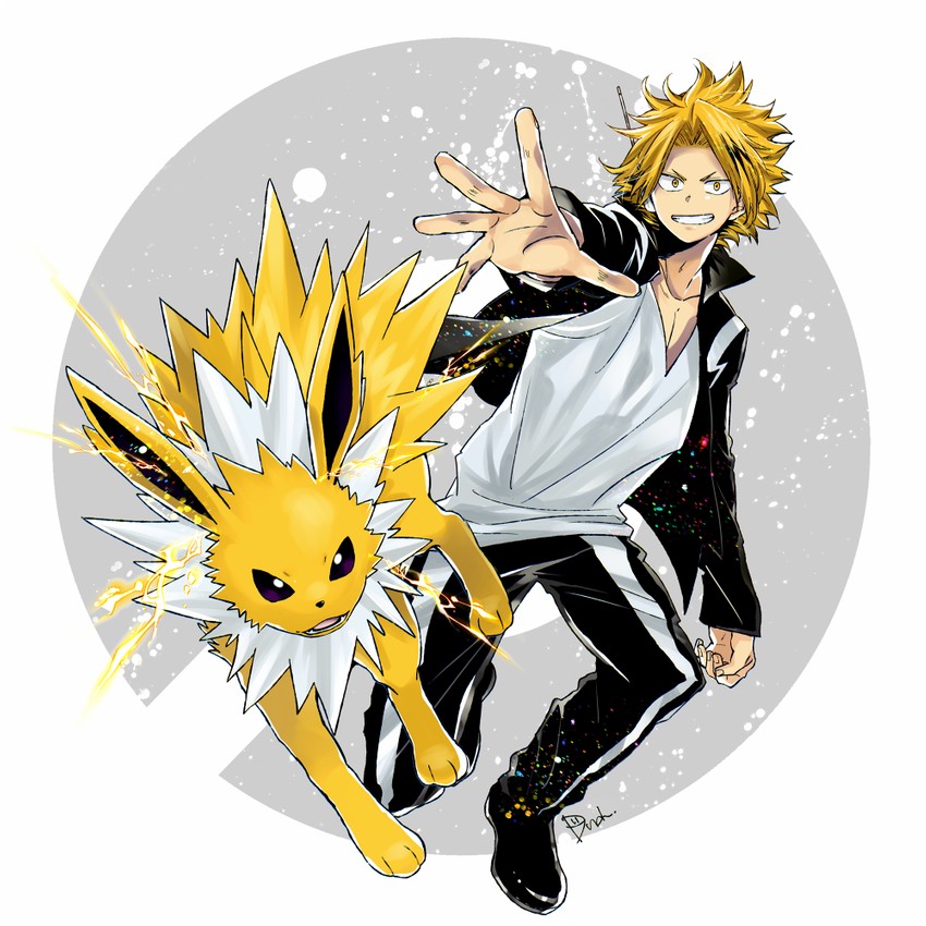 jolteon and kaminari denki (pokemon and 1 more) drawn by dandel