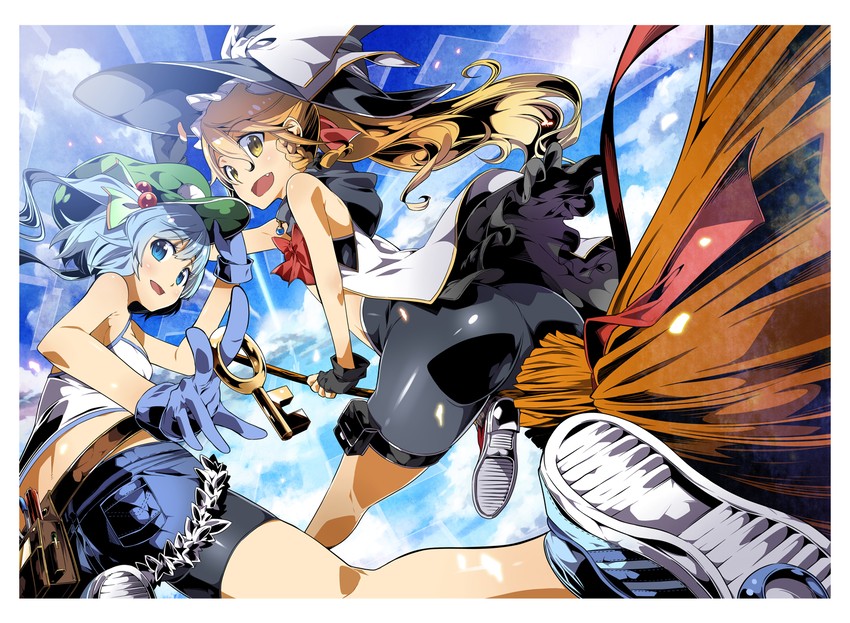 kirisame marisa and kawashiro nitori (touhou and 1 more) drawn by yuuzii