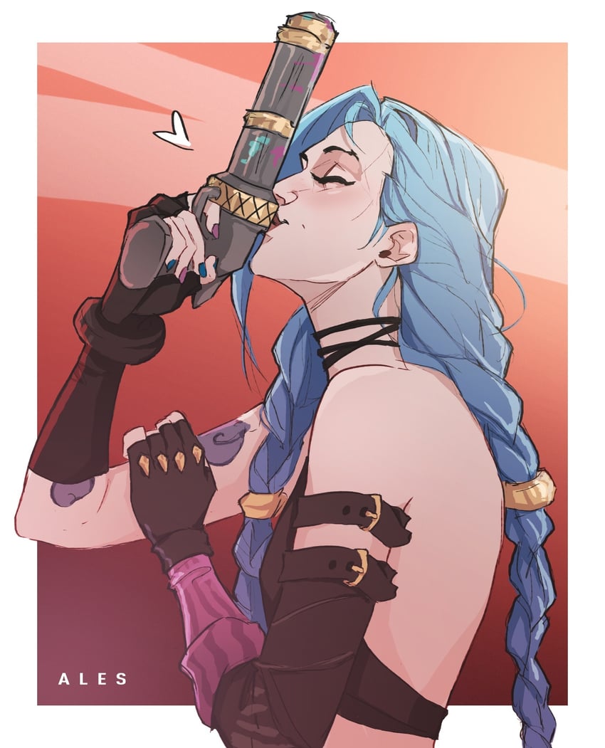 jinx and arcane jinx (league of legends and 1 more) drawn by ales