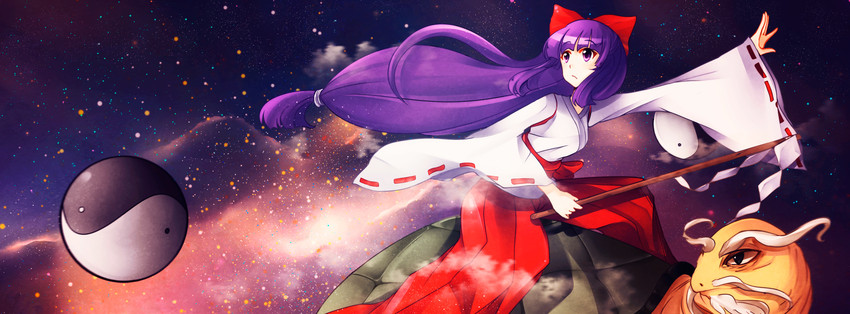 hakurei reimu and genjii (touhou and 1 more) drawn by hibarin_(hibarinrinrin)