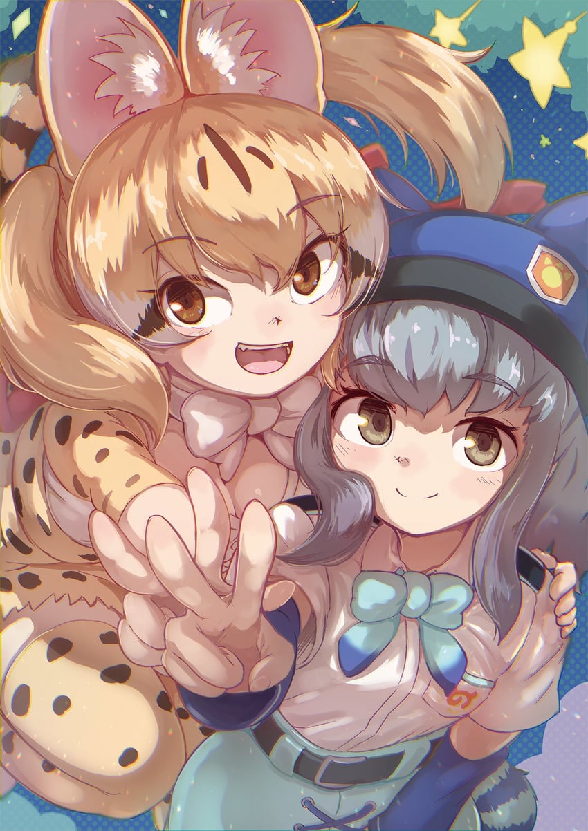 large-spotted genet and hikari (kemono friends and 1 more) drawn by okyao