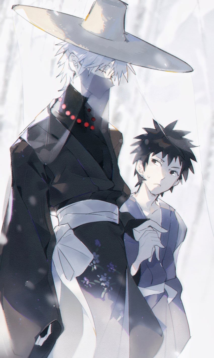 hatake kakashi and uchiha obito (naruto) drawn by tie_fei_wu_mang_dashuai