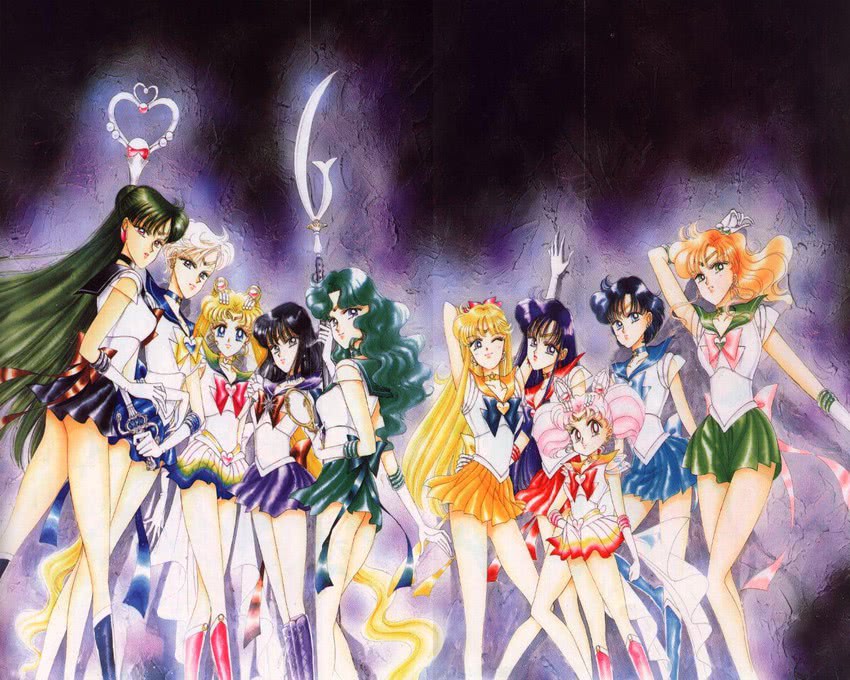 tsukino usagi, sailor moon, mizuno ami, aino minako, hino rei, and 17 more (bishoujo senshi sailor moon and 1 more) drawn by takeuchi_naoko