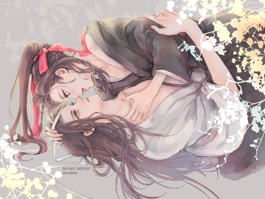 wei wuxian and lan wangji (modao zushi) drawn by w2biiro