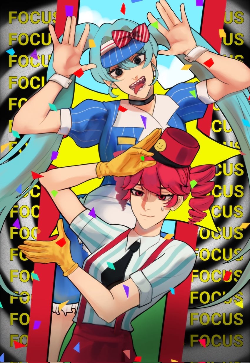hatsune miku and kasane teto (vocaloid and 2 more) drawn by 10shinku11